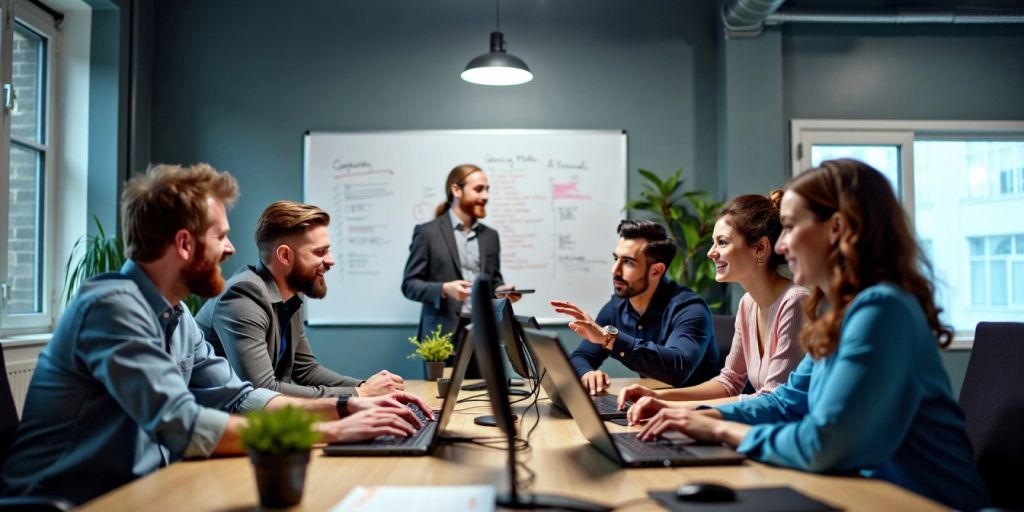 professionals collaborating in modern office