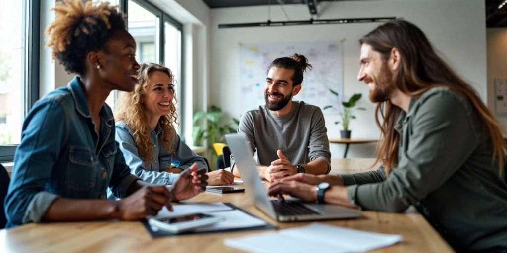 Small business owners collaborating in office