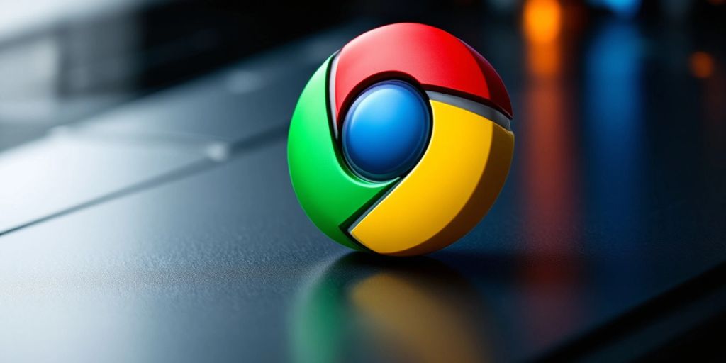 Google Chrome logo on a modern background.